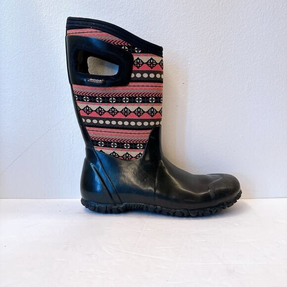 BOGS K NH Girls Size 5 Pink Floral Rubber Pull On Waterproof Snow Rain Boot - Picture 3 of 7